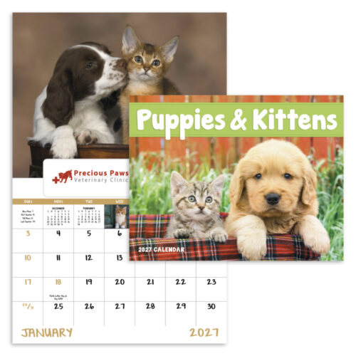 Puppies & Kittens 13 Month Window Calendar