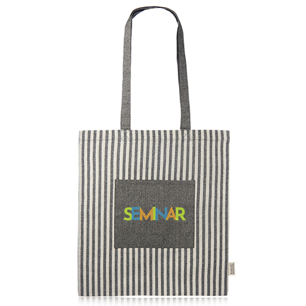 RecycledStripedCottonToteBags-Black