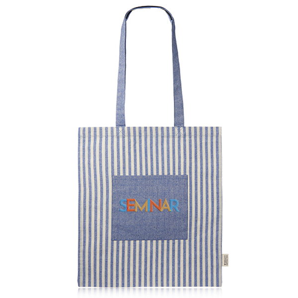 RecycledStripedCottonToteBags-Blue