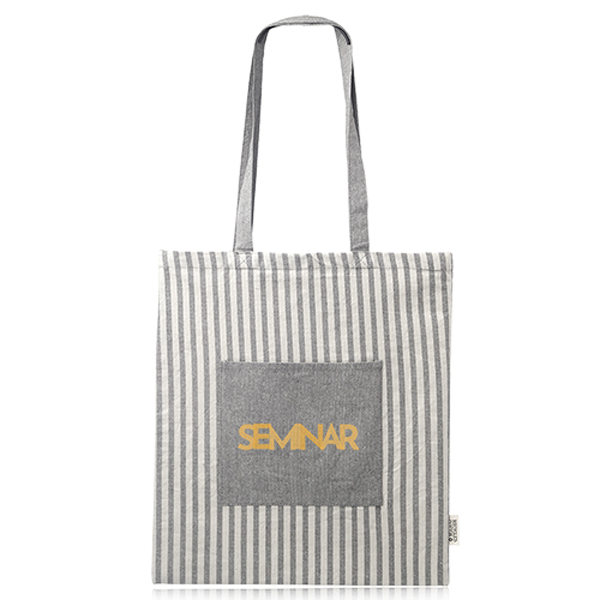 RecycledStripedCottonToteBags-Grey