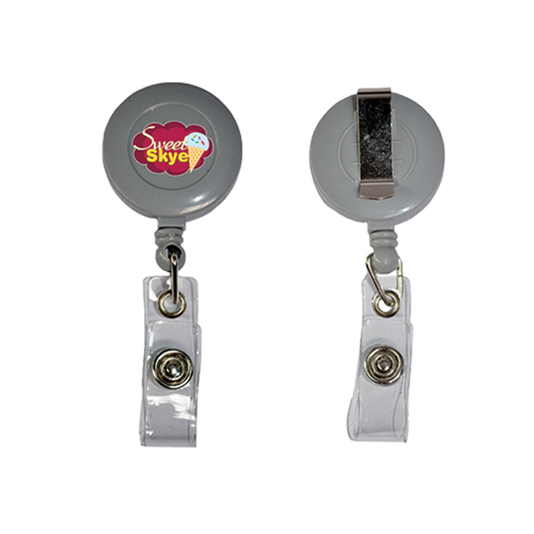 RetractableBadgeReelHolderwithBeltClip-Gray