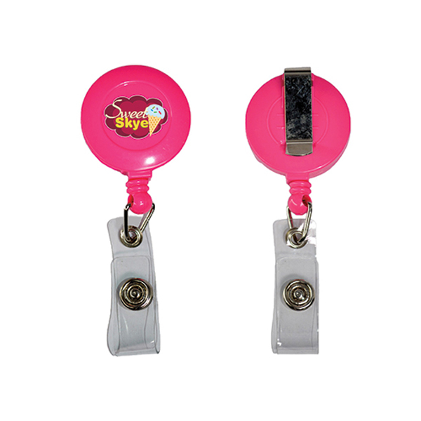 RetractableBadgeReelHolderwithBeltClip-Pink