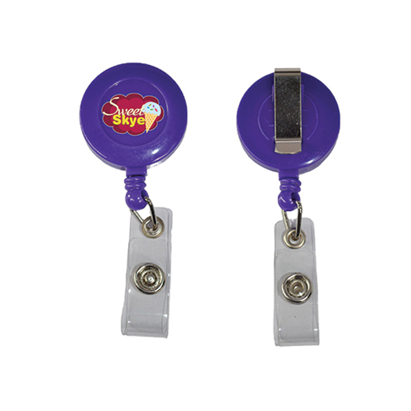 RetractableBadgeReelHolderwithBeltClip-Purple