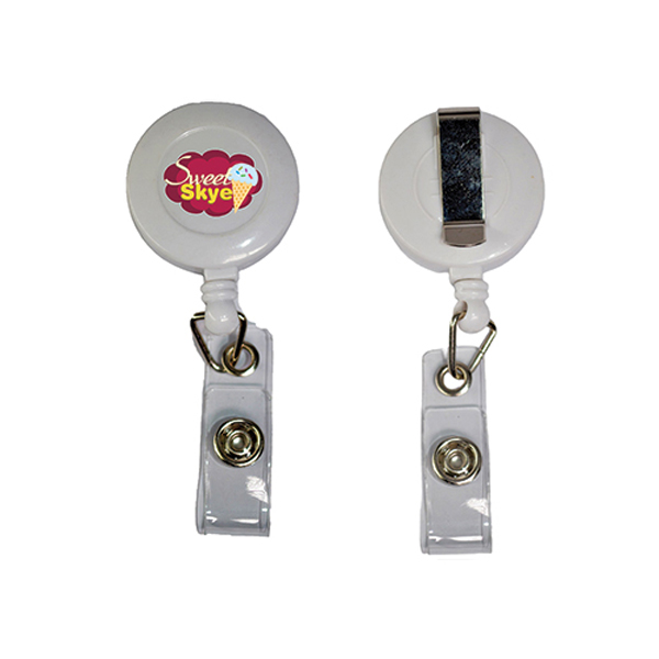 RetractableBadgeReelHolderwithBeltClip-White