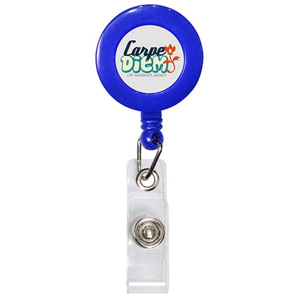 RetractableBadgeReelwithRotatingBullDogClip-Blue