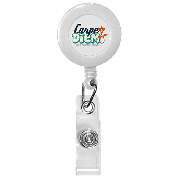 RetractableBadgeReelwithRotatingBullDogClip-White