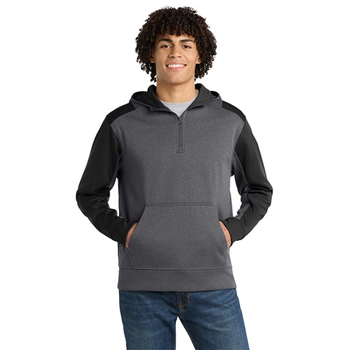 Sport-Tek Tech Fleece Colorblock 1/4 Zip Hooded Sweatshirt