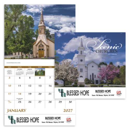 Scenic Churches 13 Month Stapled Calendar