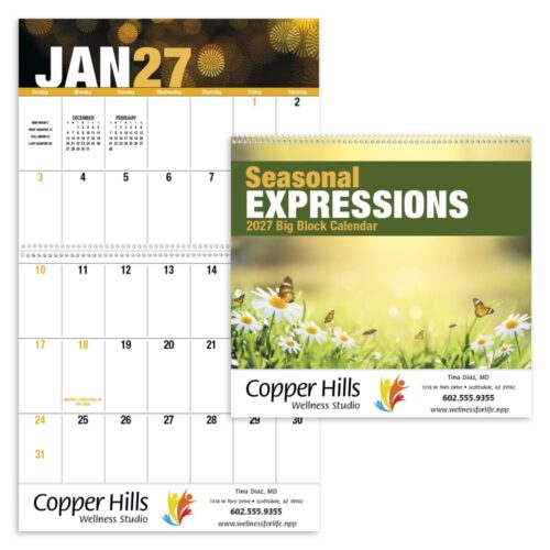 Seasonal Expressions Big Block 13 Month Spiral Calendar