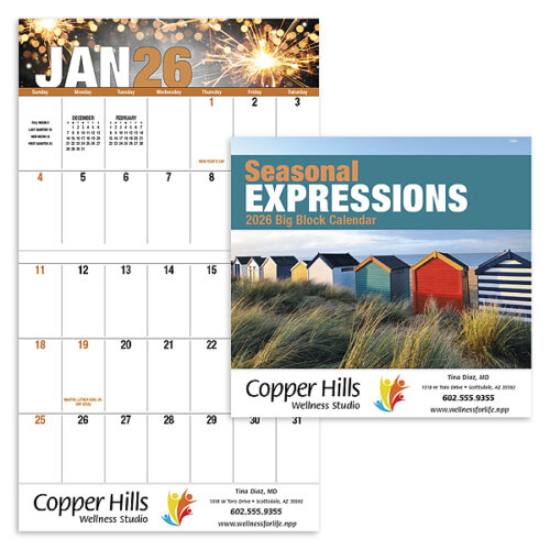 Seasonal Expressions Big Block 13 Month Stapled Calendar