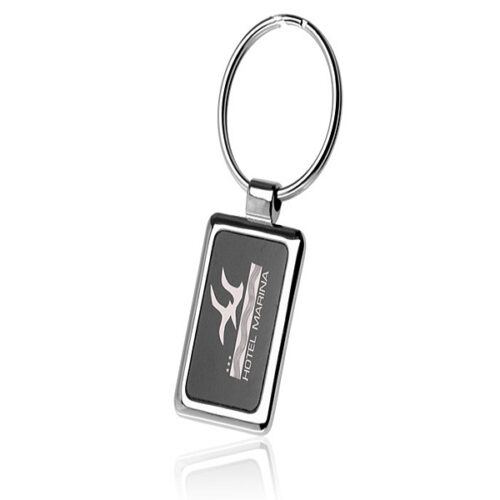 Square Black and Chrome Keychains