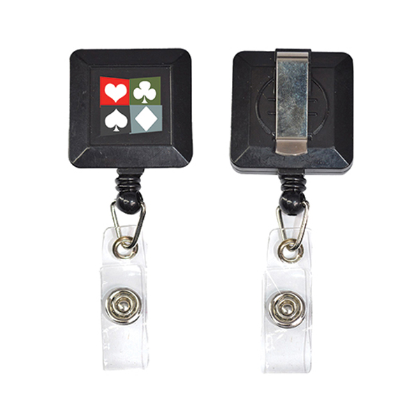 SquareRetractableBadgeReelwithBeltClip-Black