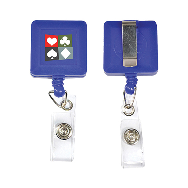 SquareRetractableBadgeReelwithBeltClip-Royal