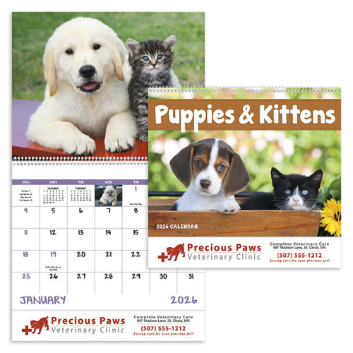 The Puppies & Kittens 13 Month Spiral Calendar