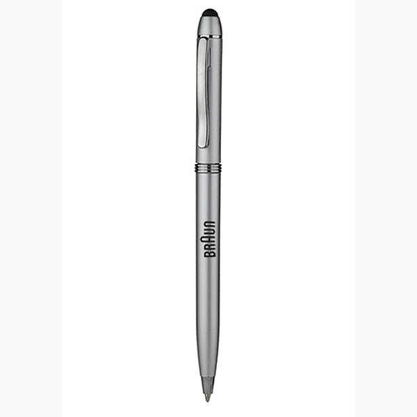 Twist Action Plastic Stylus Pens_Silver
