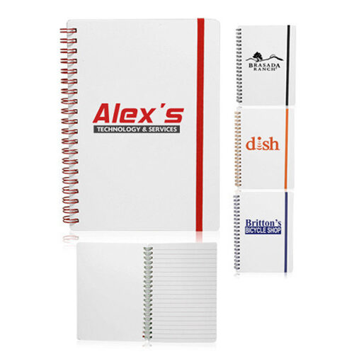 White Spiral Notebooks with Elastic Band