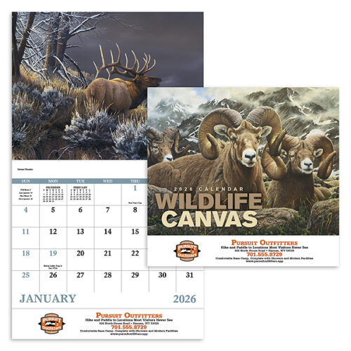 Wildlife Canvas 13 Month Stapled Calendar