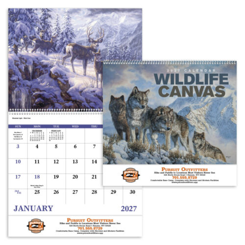 Wildlife Canvas 13 Month Spiral Calendar
