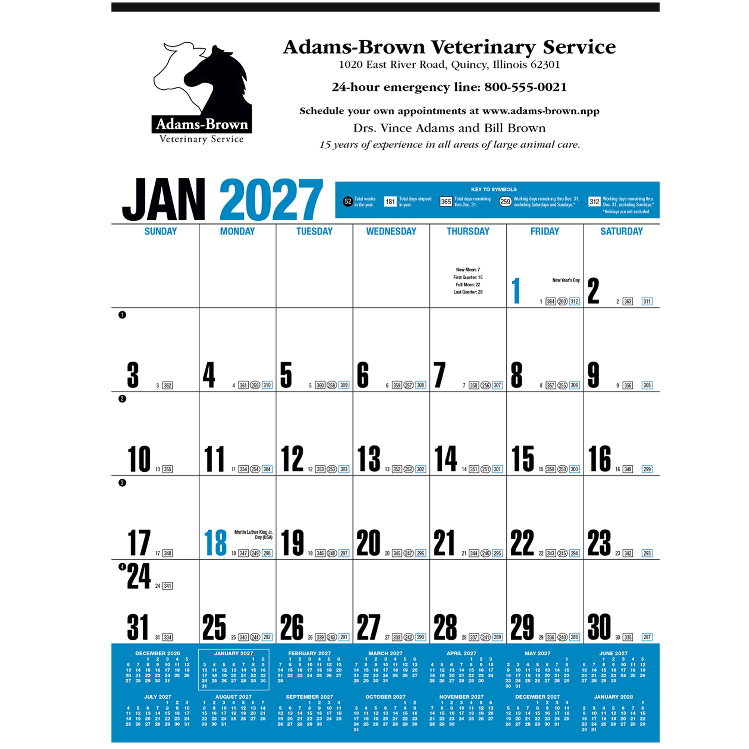 Yearly Record Executive Large Wall Calendar-Blue-27