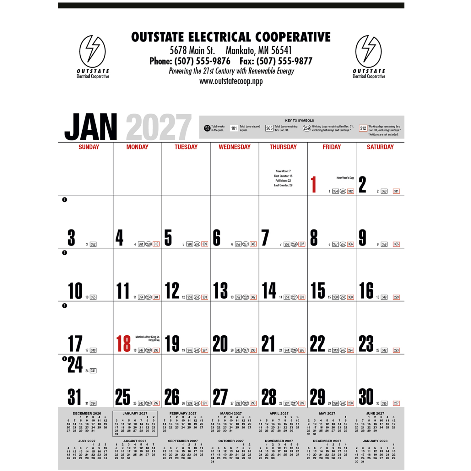 Yearly Record Executive Large Wall Calendar-Gray-27
